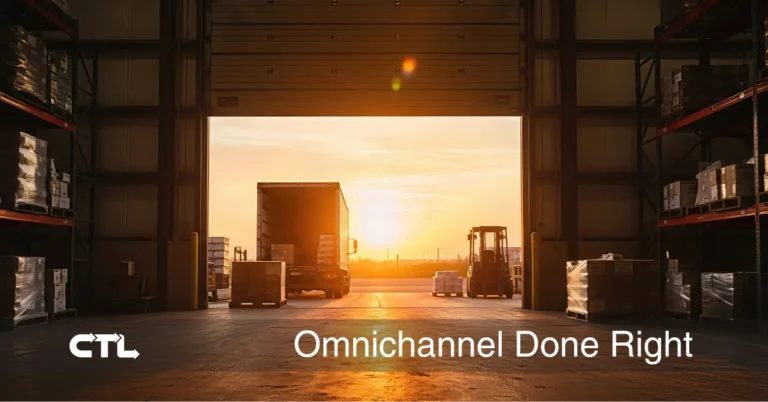 Product on a warehouse dock waiting to be loaded onto a truck.